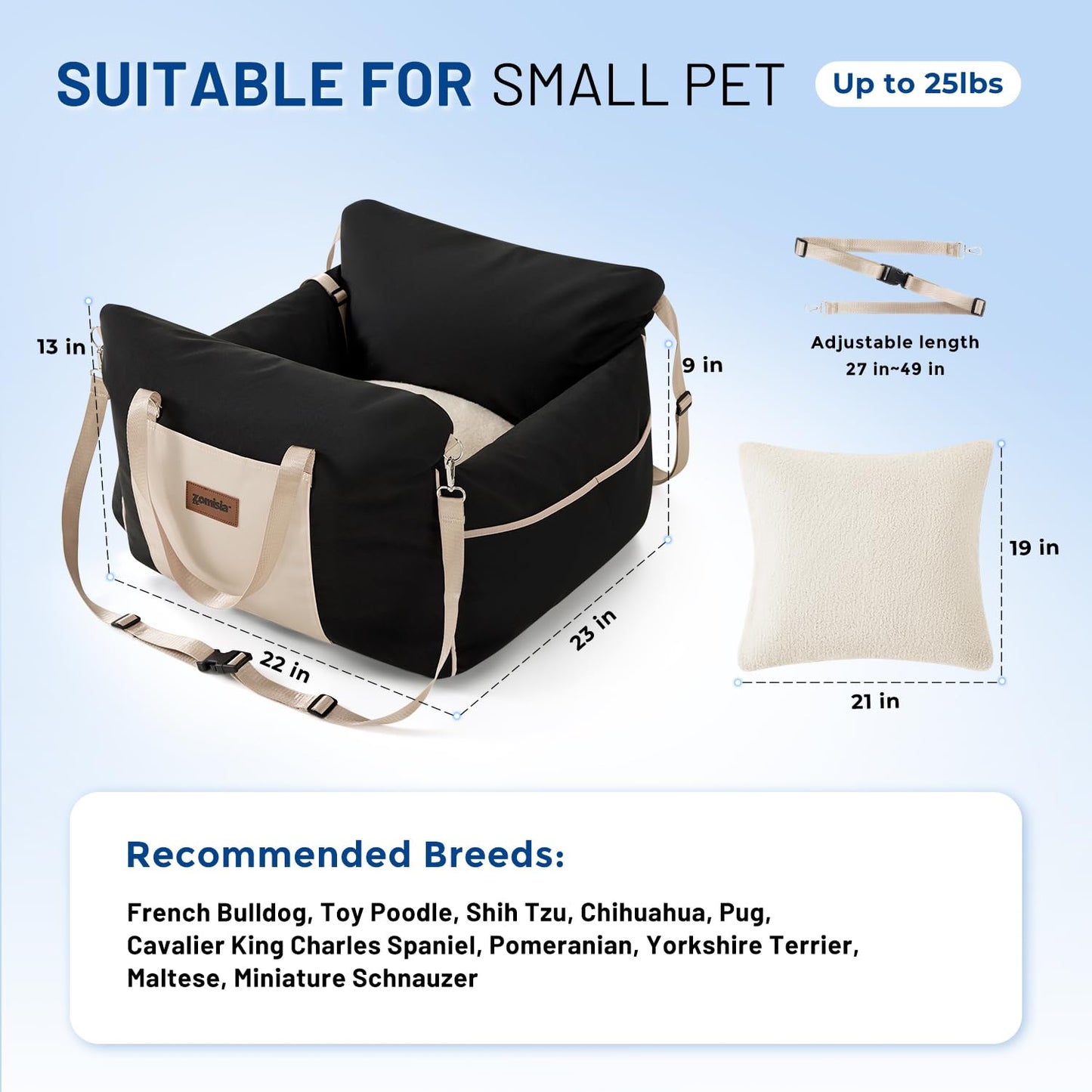 ZOMISIA Dog Car Seat for Small Dogs Waterproof Pet Booster Seat