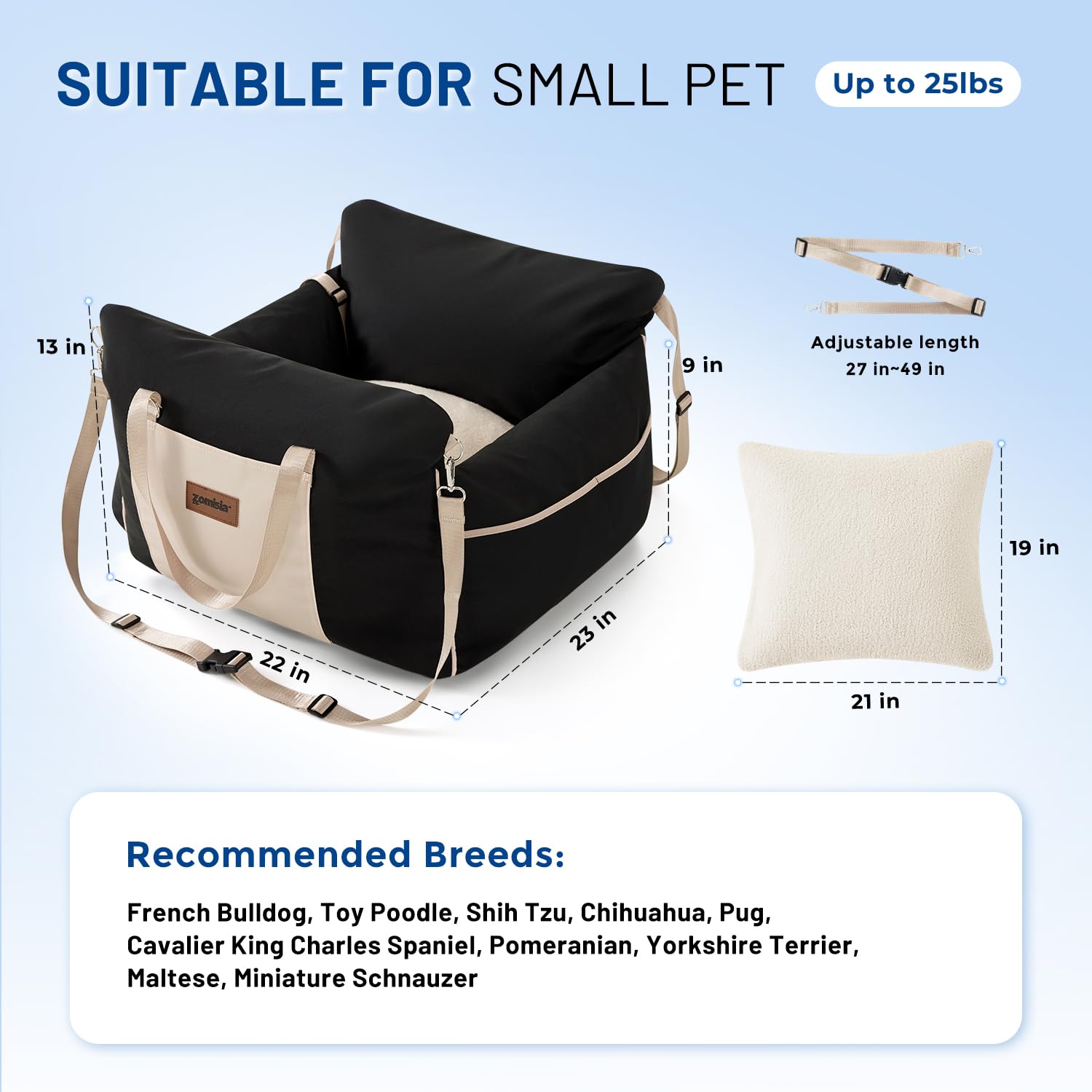 ZOMISIA Dog Car Seat for Small Dogs Waterproof Pet Booster Seat
