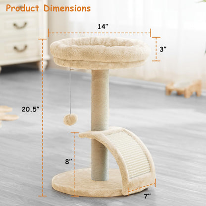 Goozii Cat Scratching Post Tower for Indoor Cats, Small Cat Tree Bed