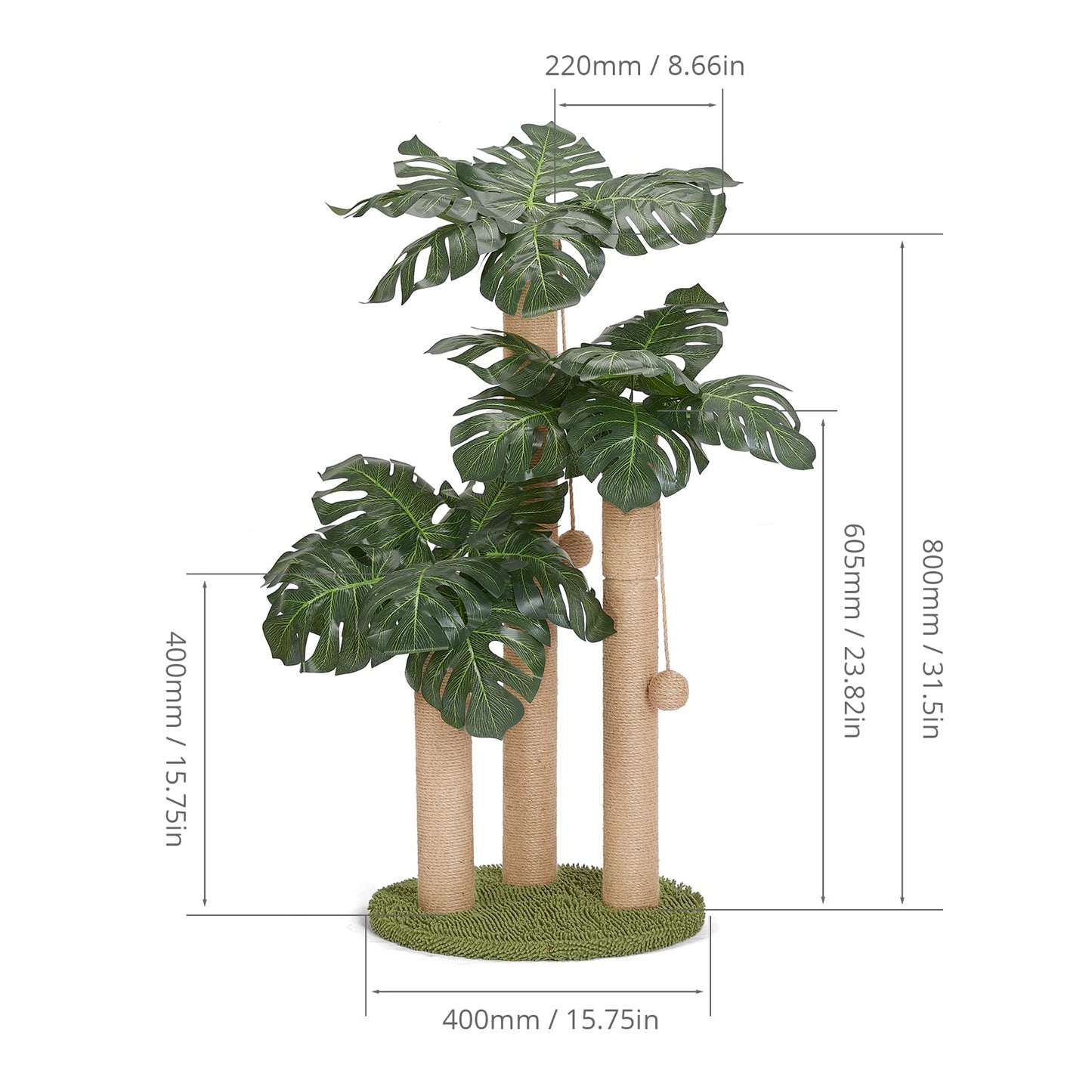 LEMONDA Cat Scratching Post,Cat Scratcher Tree with 3 Scratching Posts