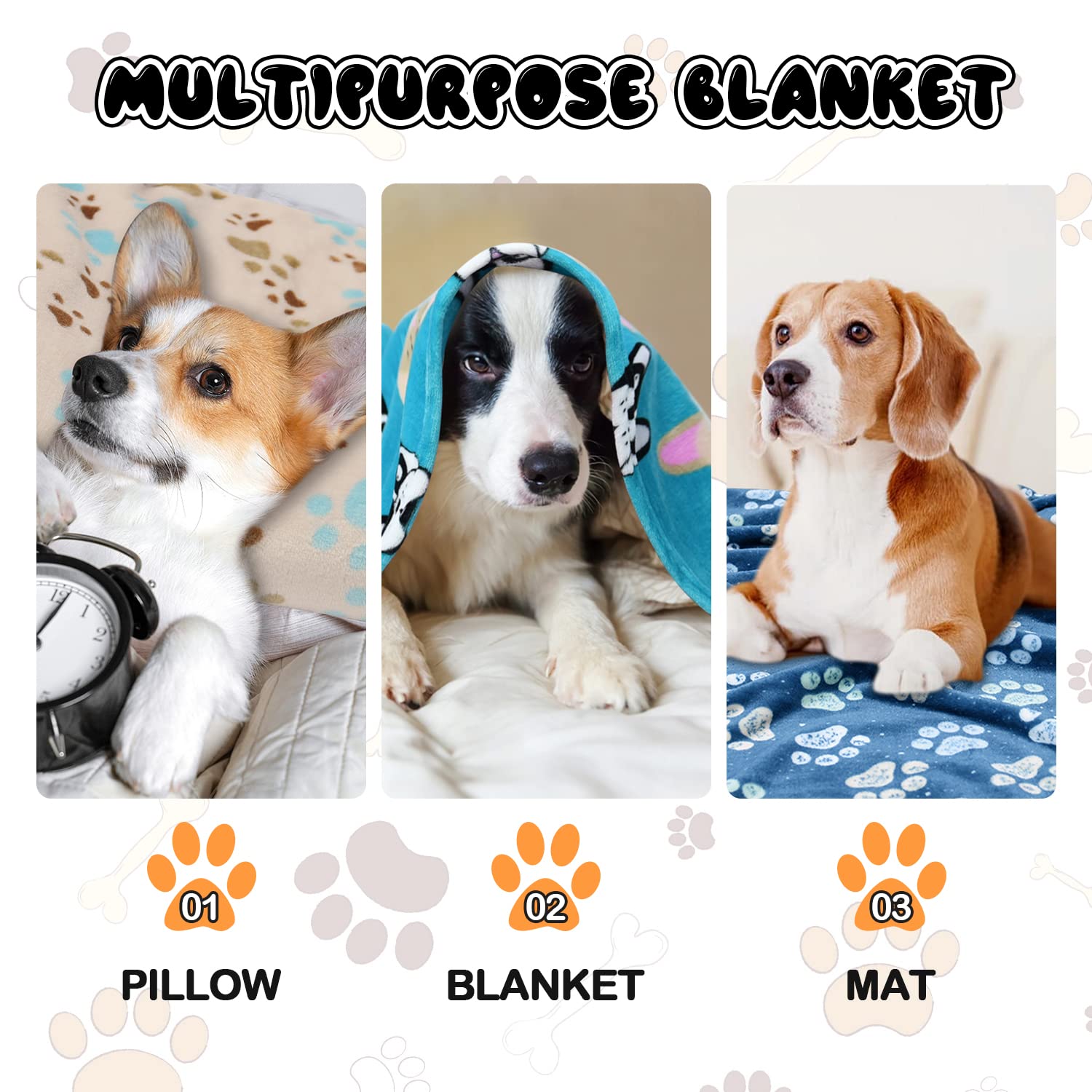 Rezutan Dog Blankets for Large Dogs Cat Flannel Blanket Crate