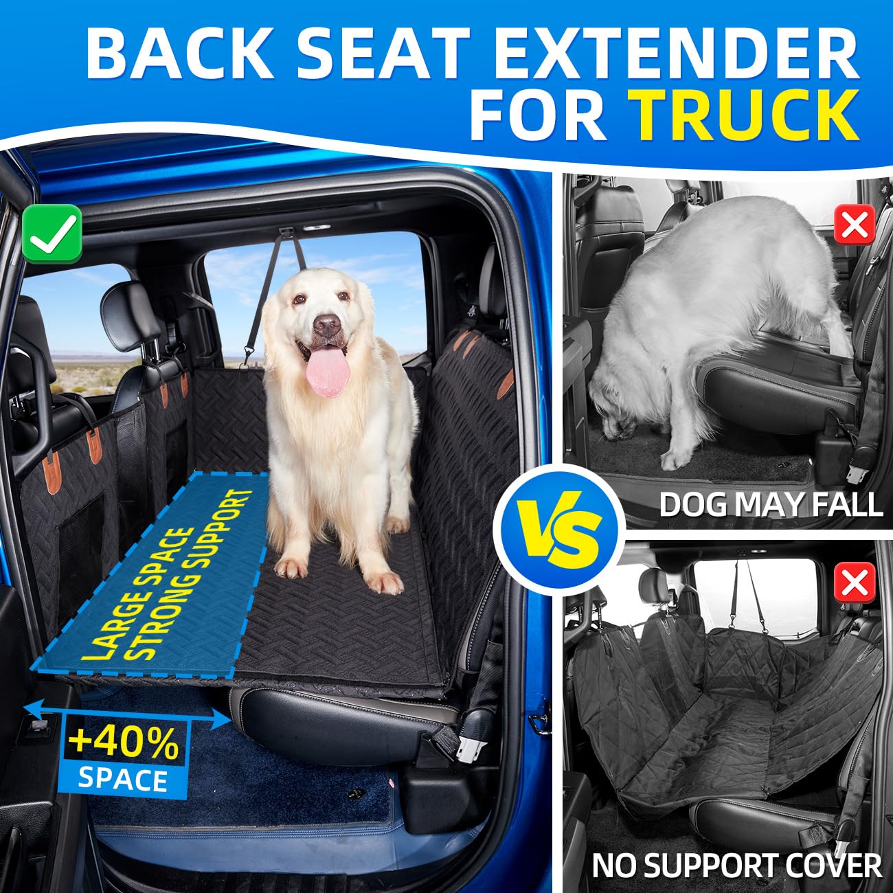 MAXFUT Truck Dog Seat Cover Back Seat,Back Seat Extender for Seat