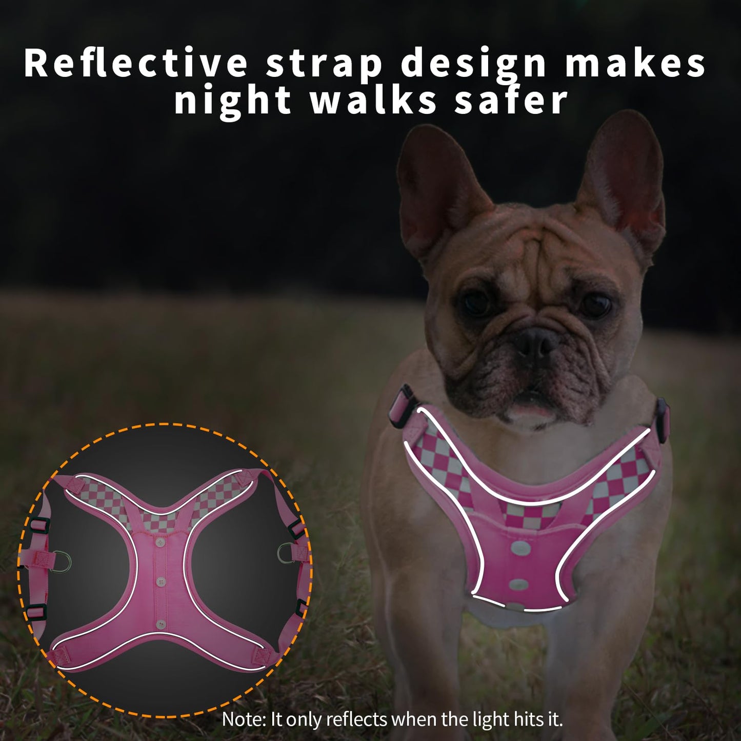 Fashion Lovely Dog Harness with Leash Set, No Pull Adjustable Step Set