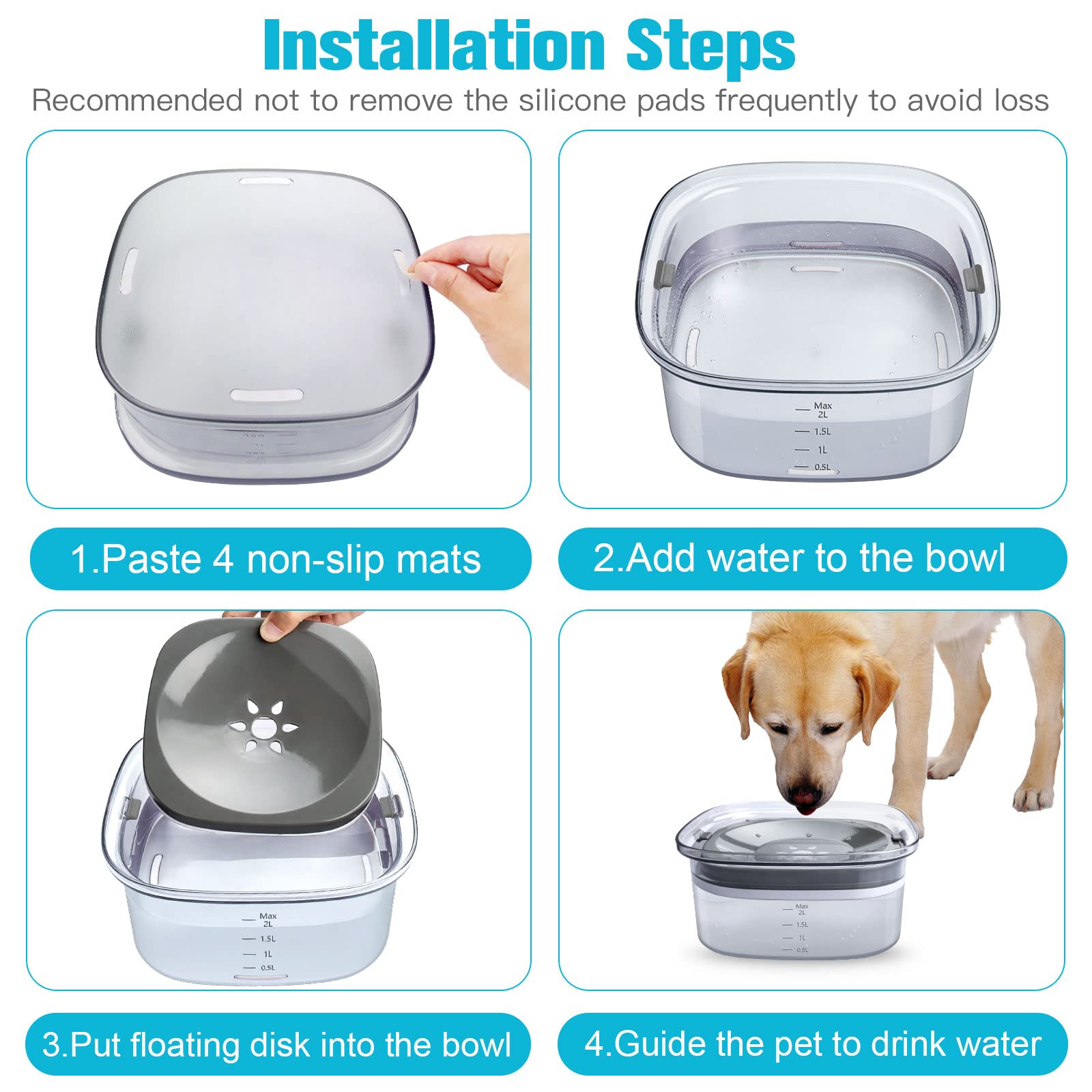 UPSKY Dog Water Bowl No Spill Dog Bowls Large Capacity Spill Bowl