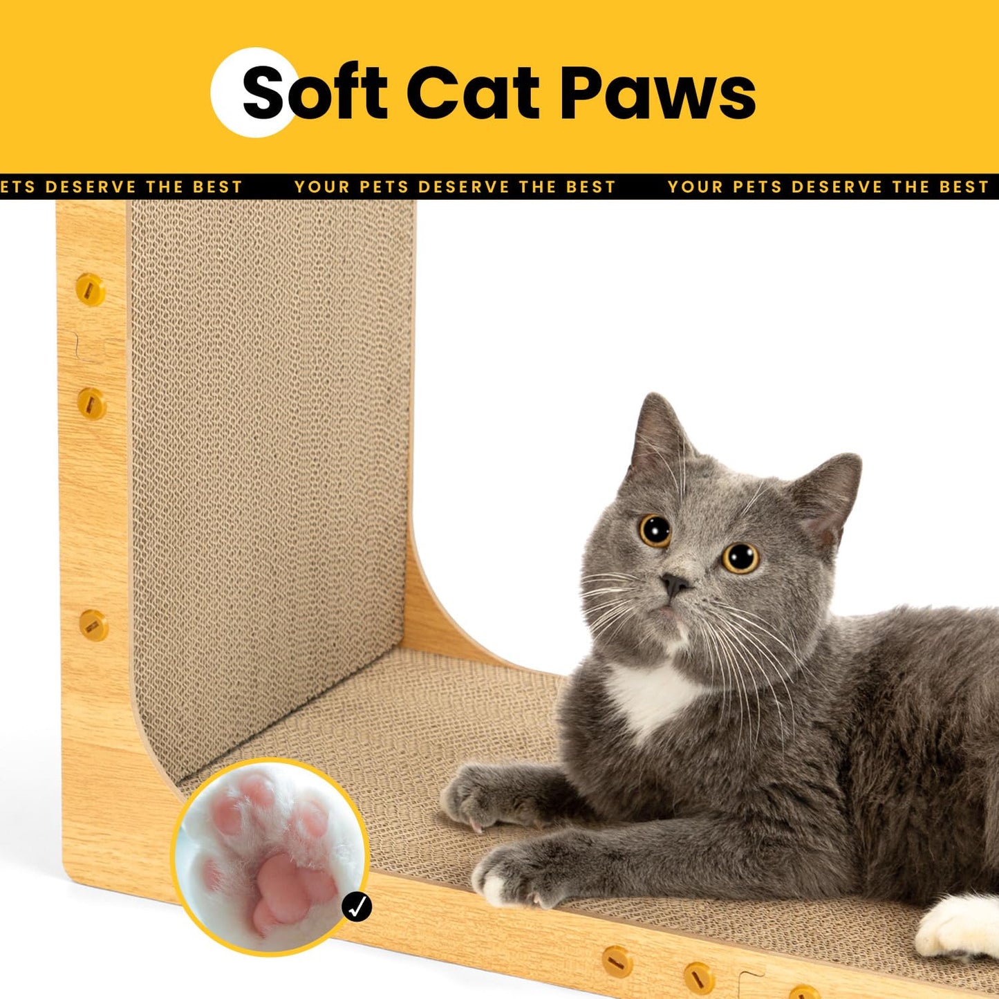 Conlun Cardboard Cat Scratcher, 23" L-Shaped Scratch Pad, Vertical Pad