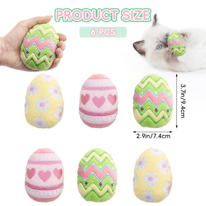 Jocomoni 6pcs Easter Catnip Toy，Indoor Easter Egg Shaped Cat Catnip