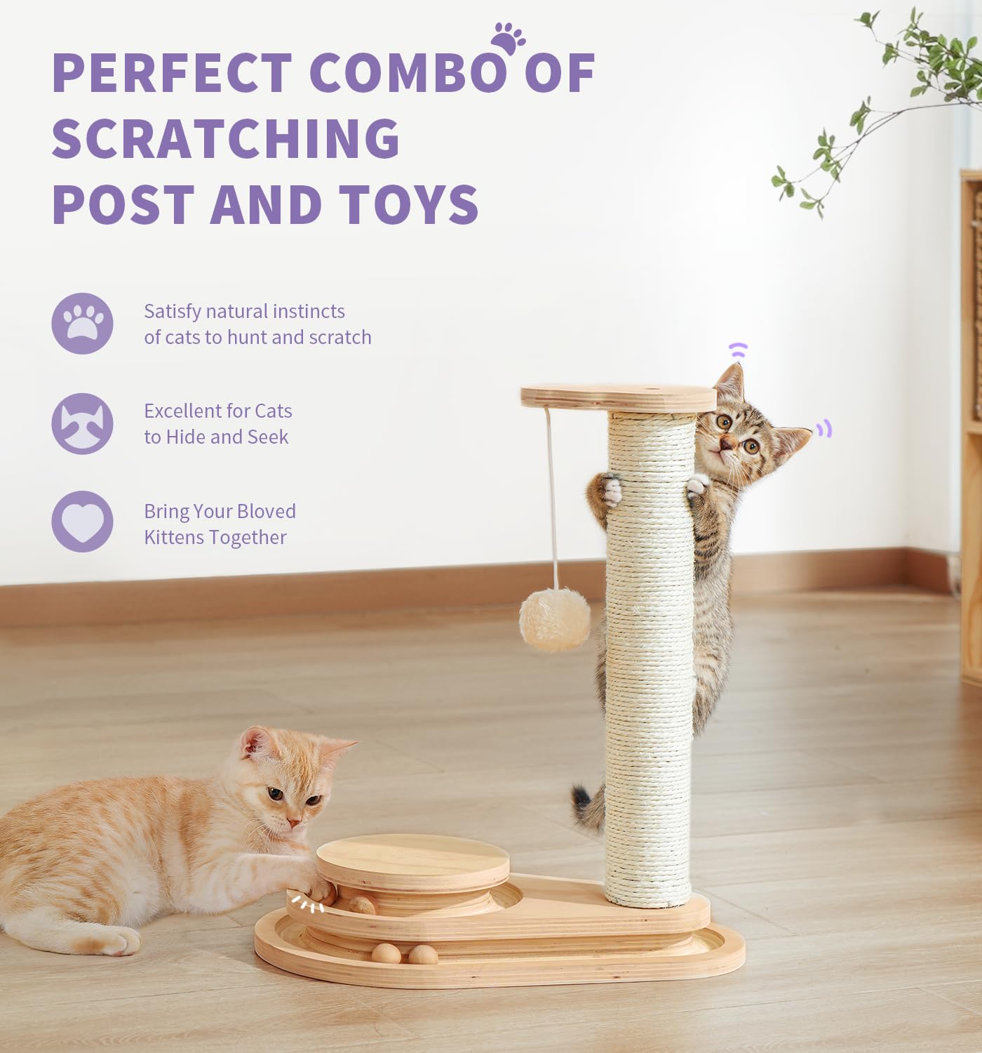 Made4Pets Cat Scratching Post Cat Scratcher Kitten Toys for Scratcher