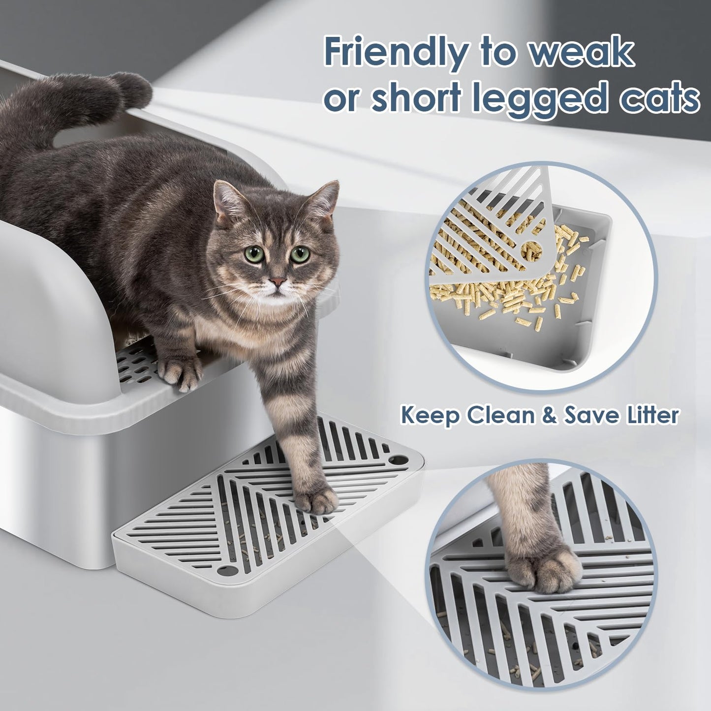 Suzzipaws 8" Deep Stainless Steel Cat Litter Box with Lid Extra Box