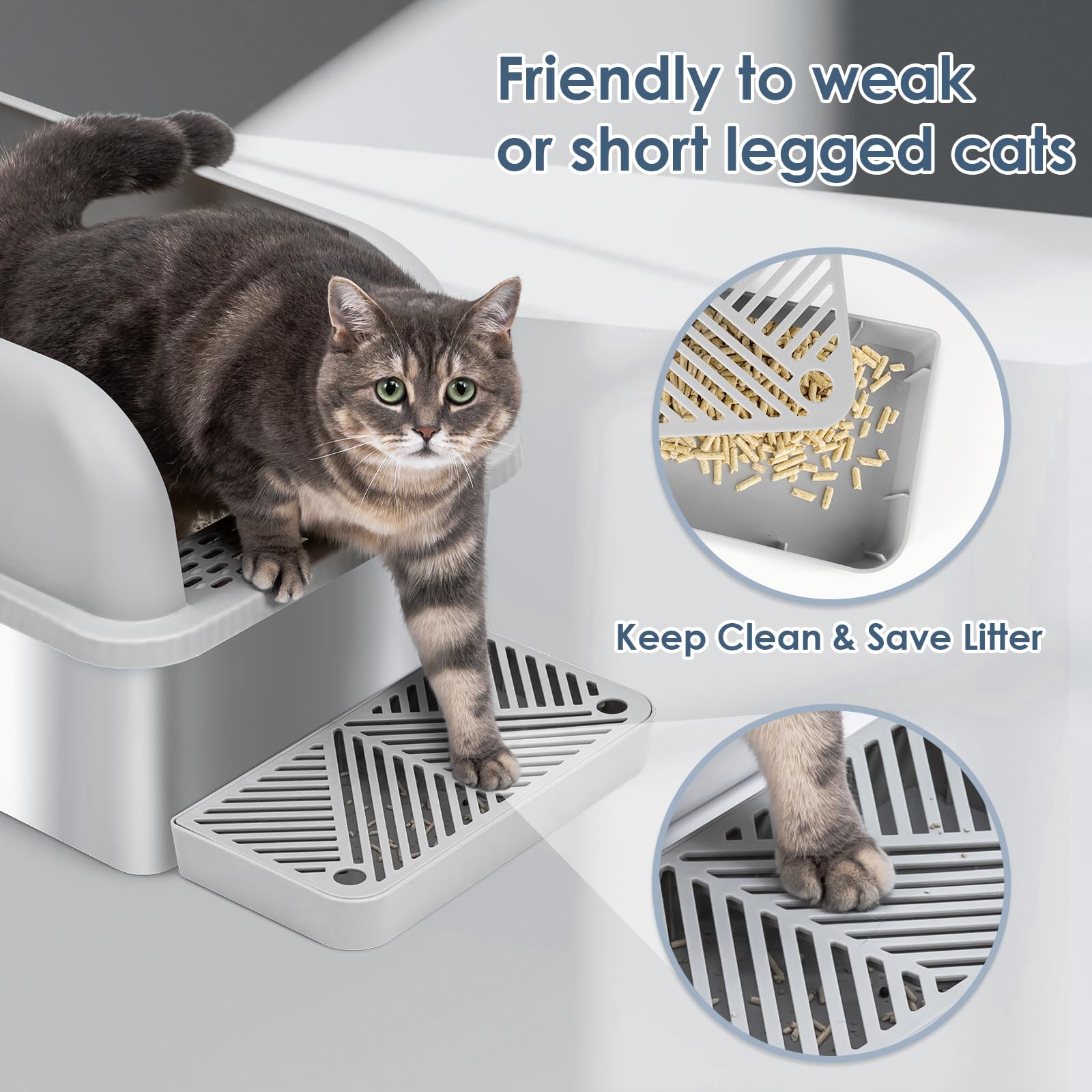 2 Pack 8" Deep Stainless Steel Litter Box with Lid, Extra Large Box