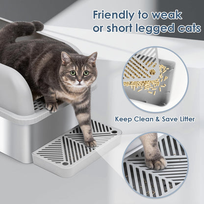2 Pack 8" Deep Stainless Steel Litter Box with Lid, Extra Large Box