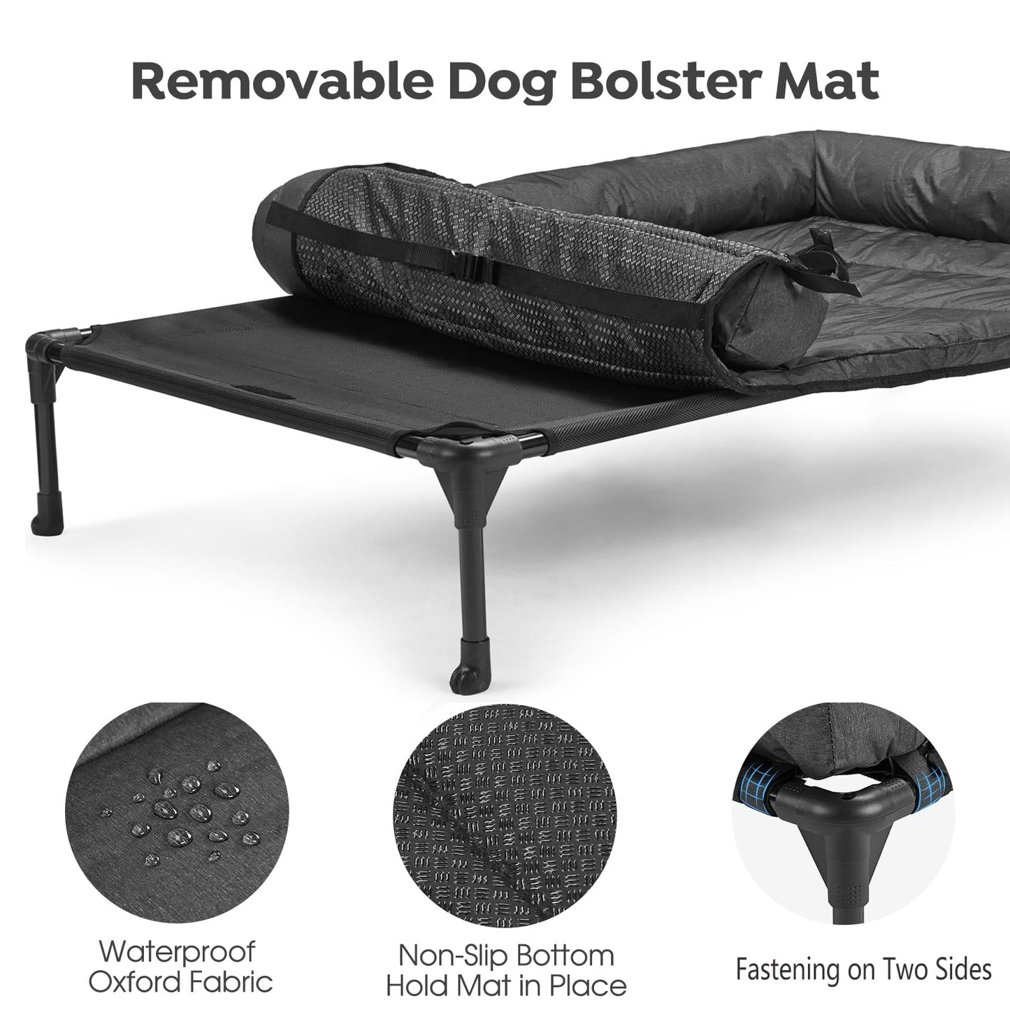 Veehoo Cooling Elevated Dog Bed Add Removable Waterproof Bolster Bed