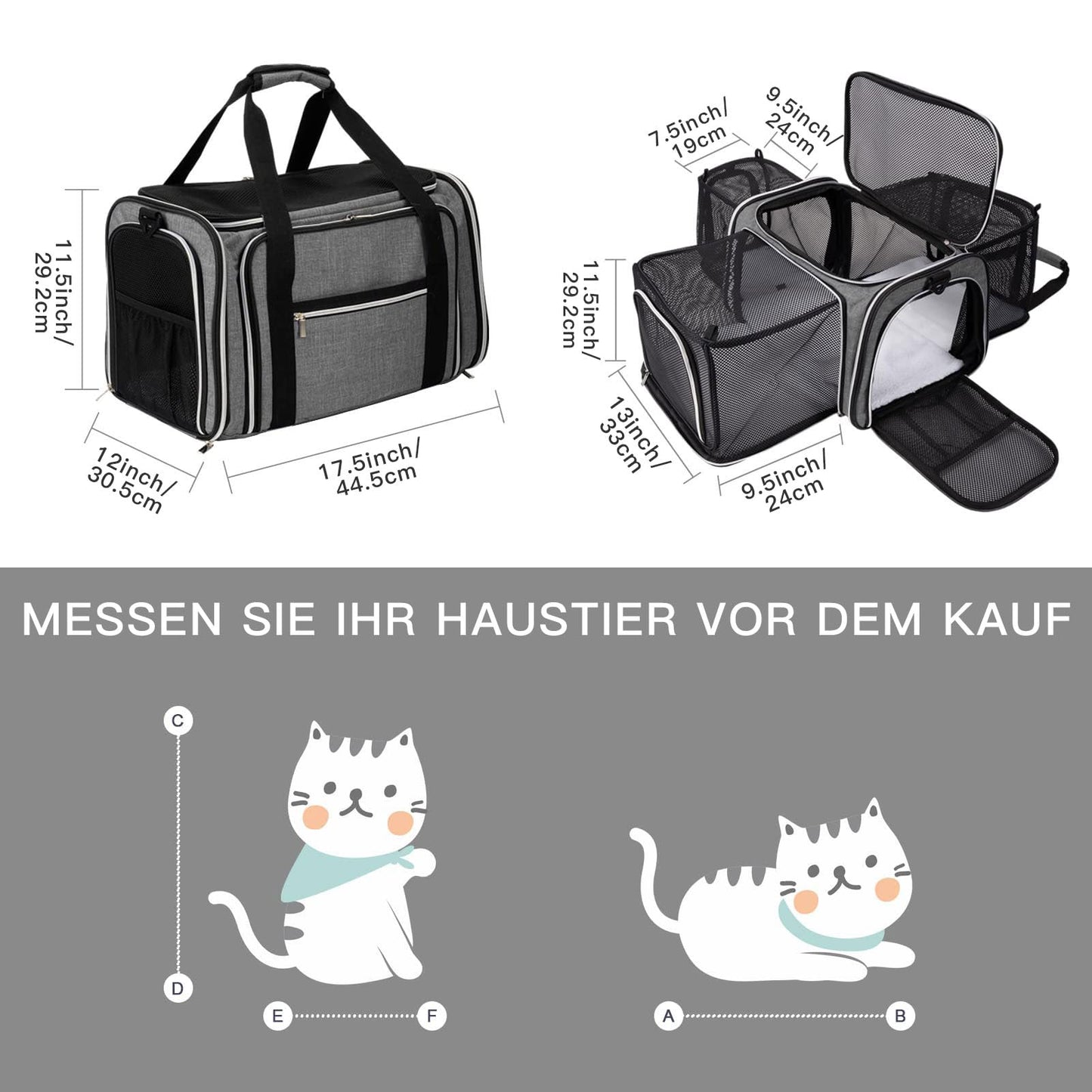 BAGLHER Cat Carrier Bag,Airline Approved Pet Carrier Soft Side Carrier