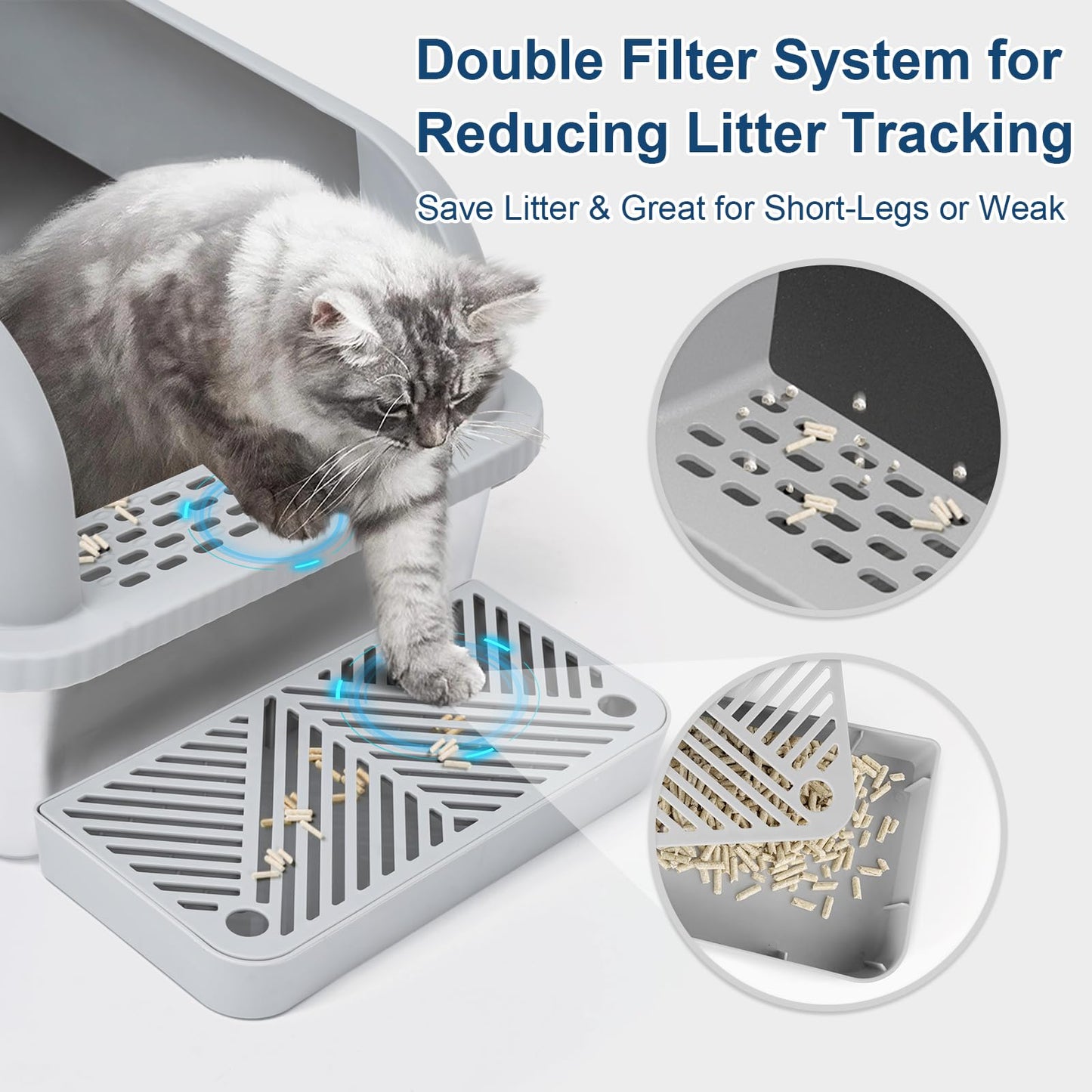 2 Pack XL Stainless Steel Litter Box Enclosure with Lid, Tray