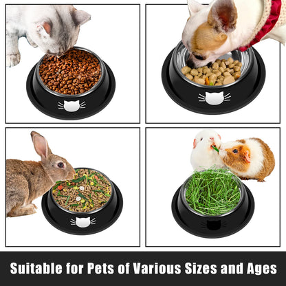 Serentive 3Pcs Cat Bowls Non-Slip Stainless Steel Small Cat Food Bowl