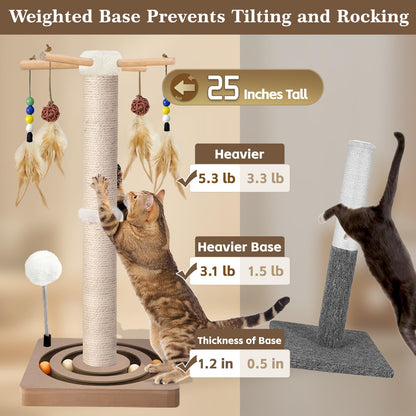 PAROTO Cat Scratching Post, Sisal Cat Tree Tower Scratcher for Tower