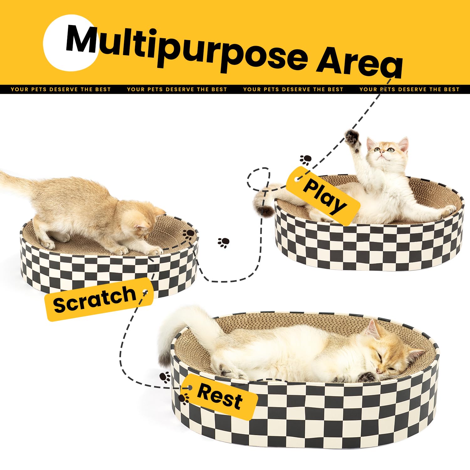 Conlun Cat Scratcher Cardboard, 1 Oval Cat Scratch Pad Bowl for Pad