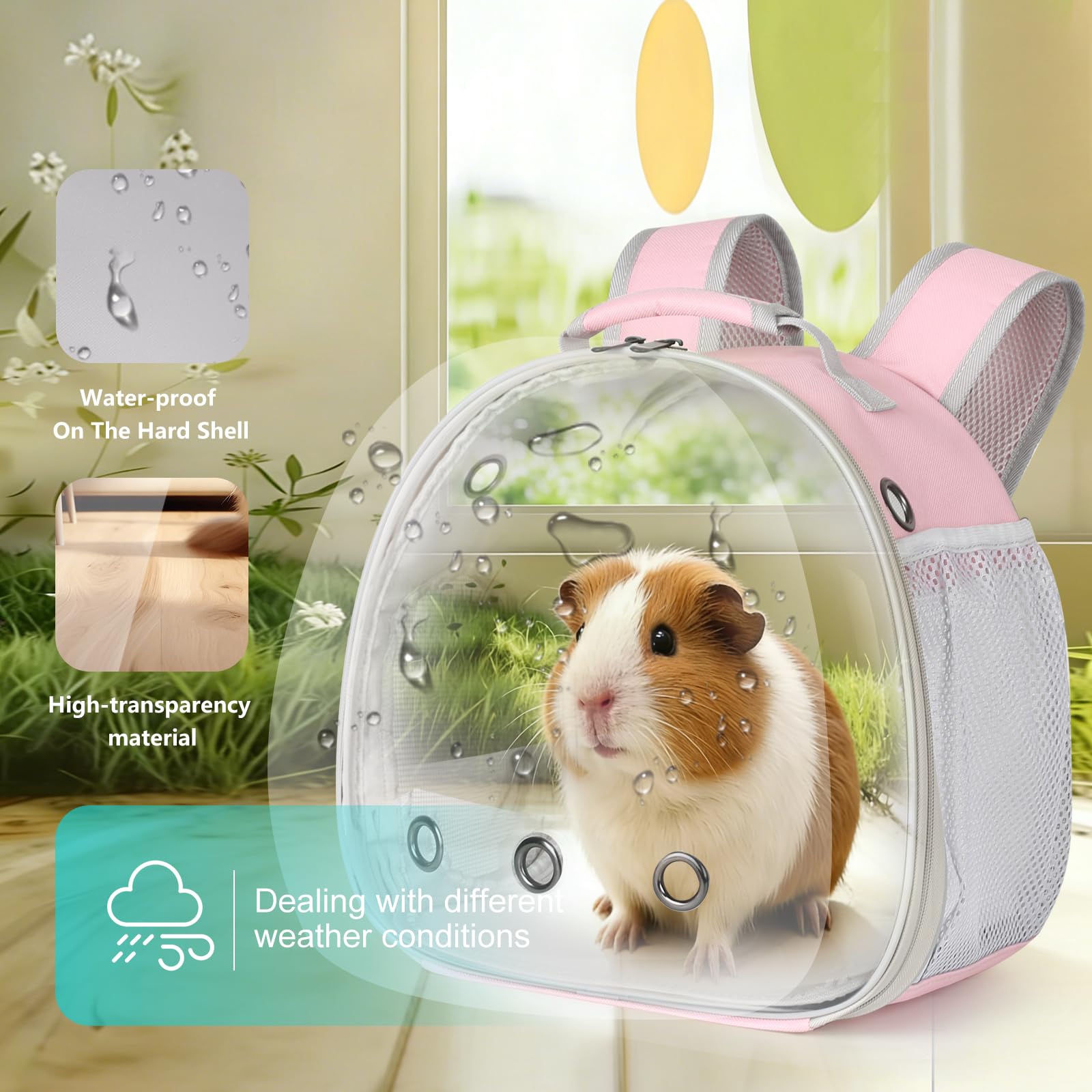 LAIRIES Guinea Pig Carrier, Clear Bubble Window for Guinea Carrier