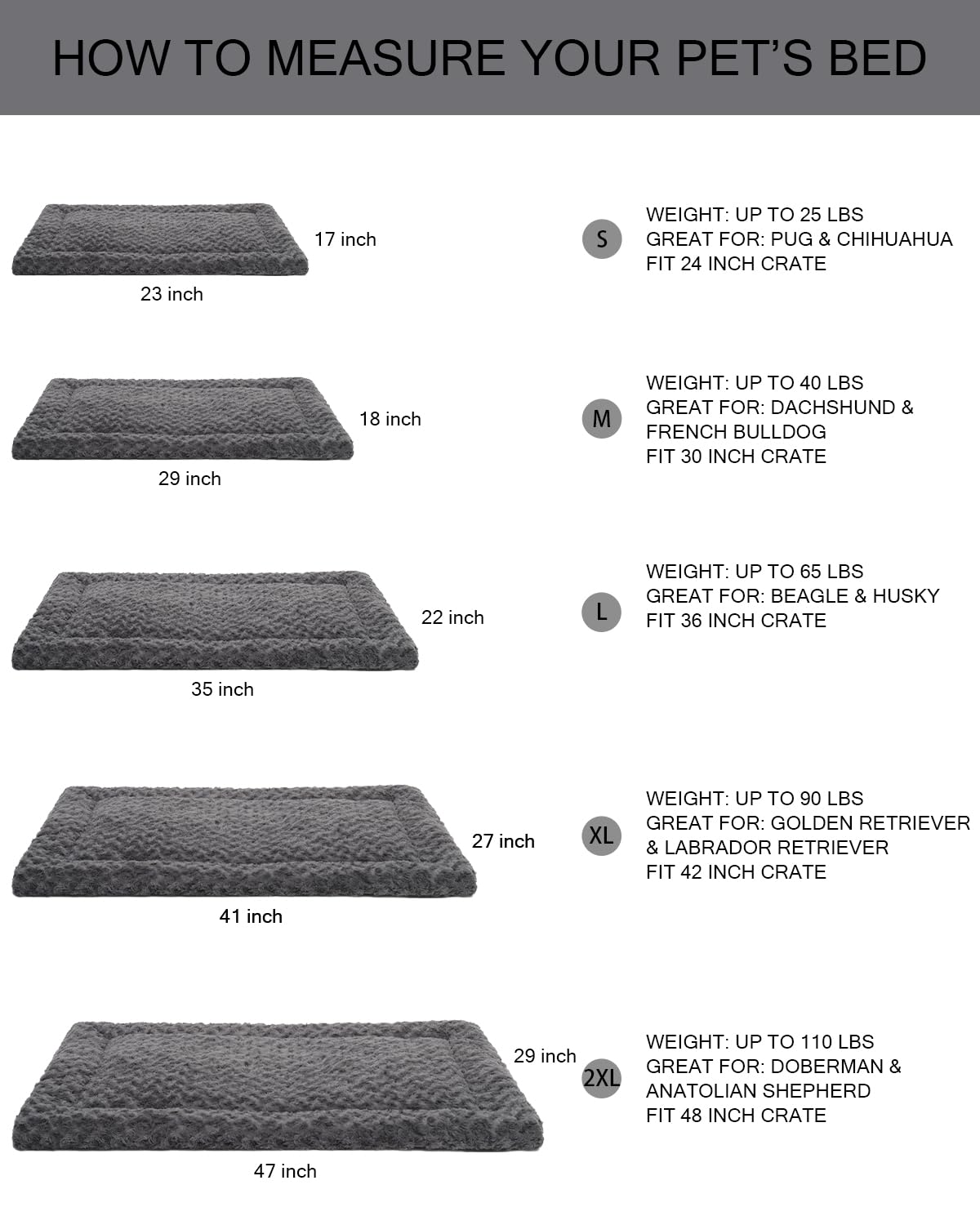 Washable Dog Bed Mat Dog Crate Pad Soft Fluffy Pet Kennel Beds