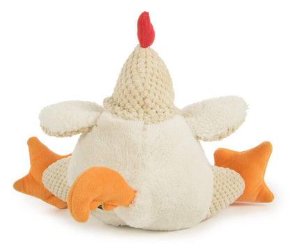 goDog Checkers Fat Rooster Squeaky Plush Dog Toy, Chew Guard Plush