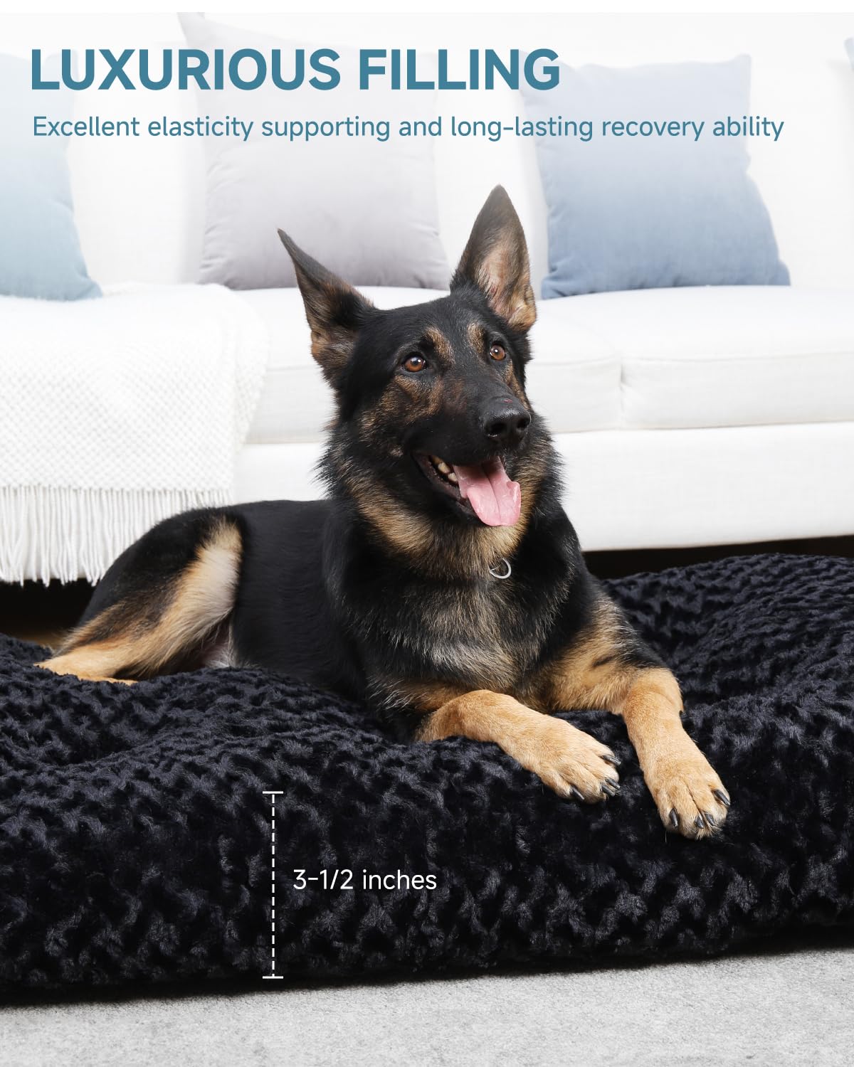 KSIIA Washable Dog Bed Anti-Slip Dog Crate Beds Deluxe Plush Kennel