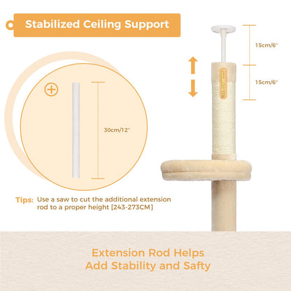 PETEPELA Floor to Ceiling Cat Tree, Cat Tower 5-Tier Height(95