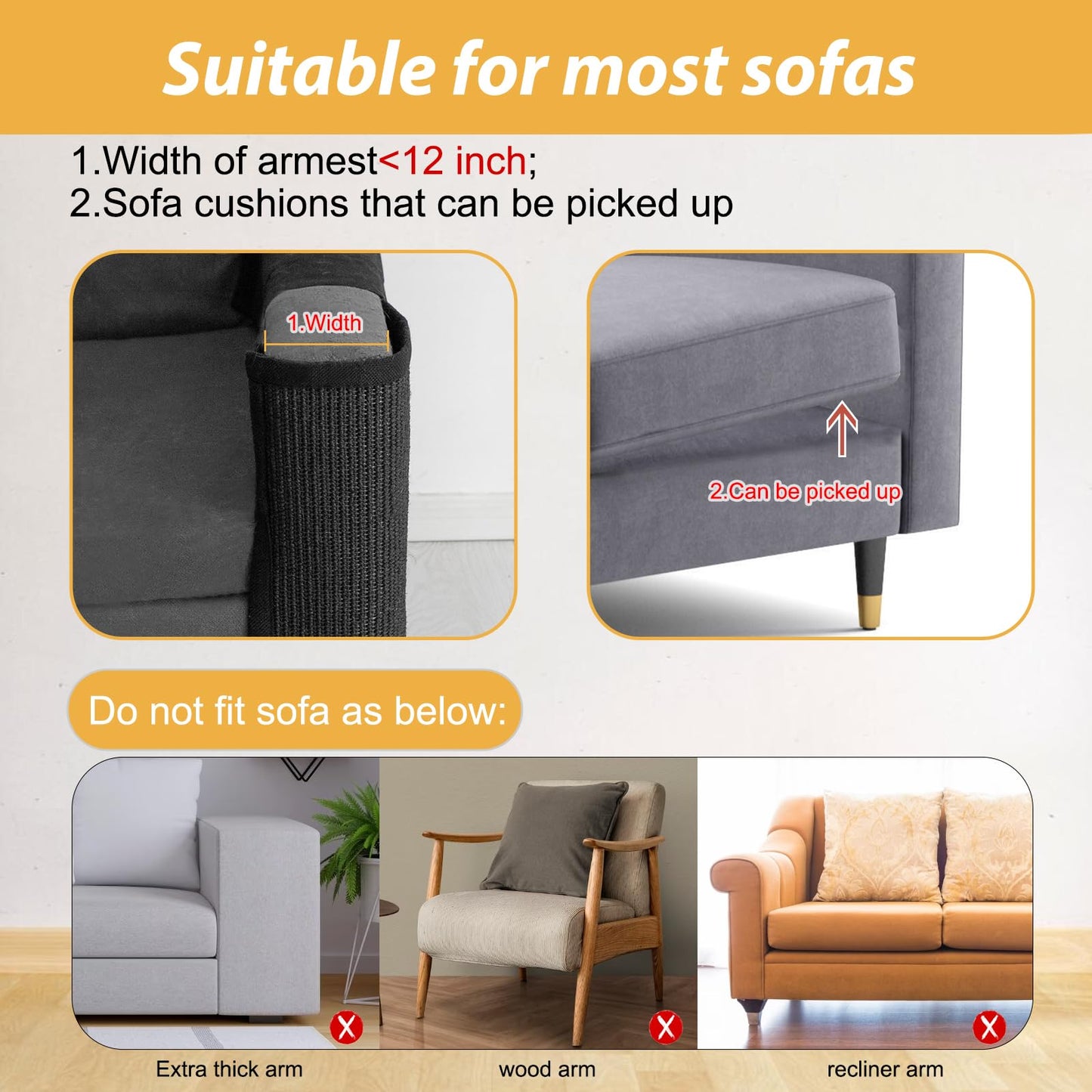 Cat Scratch Couch Protector,Cat Scratch Sofa Armrest Cover with Mat