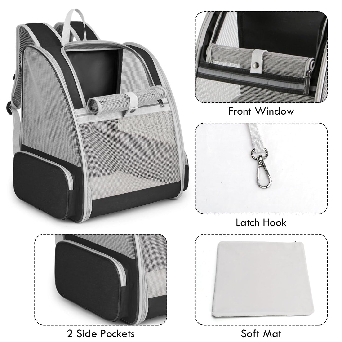 Cat Backpack Carrier, Pet Carrier Backpack with Kitten Wand Carrier