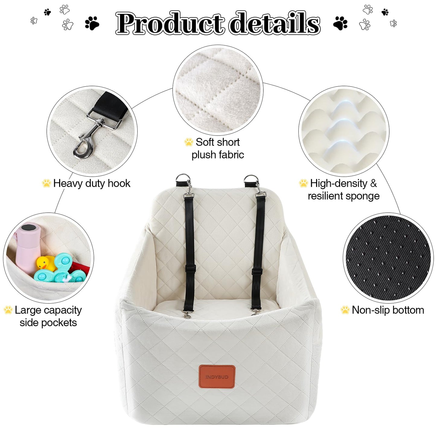 INDYBUD Dog Car Seat for Dogs up to Small Medium Dog Booster Seat