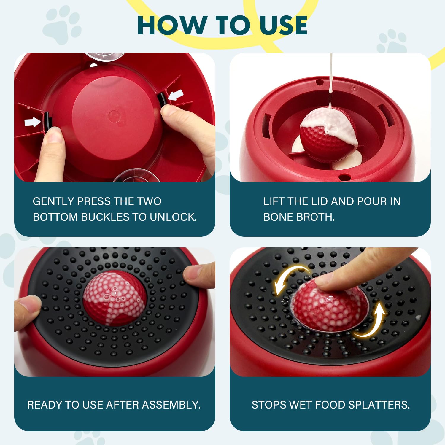 Rolling Ball Dog Lick Bowl, Slow Feeder Dog Bowls, Non-Slip Bowl