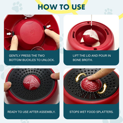 Rolling Ball Dog Lick Bowl, Slow Feeder Dog Bowls, Non-Slip Bowl