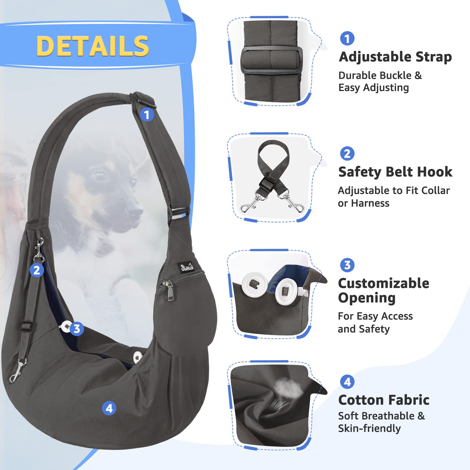 SlowTon Dog Carrier Sling Thick Padded Shoulder Strap Carriers
