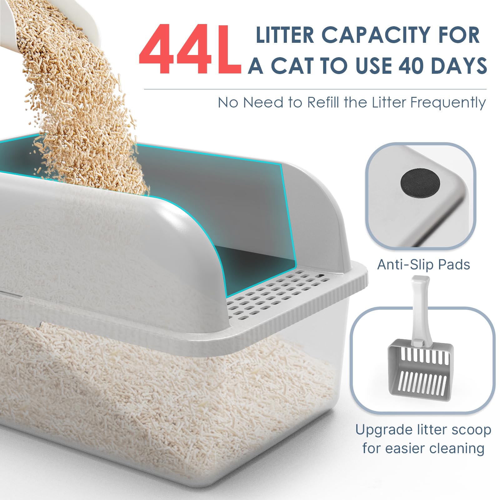 2 Pack 8" Deep Stainless Steel Litter Box with Lid, Extra Large Box