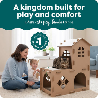 FurHaven Farmhouse Multi-Level Cardboard Cat House for Indoor House