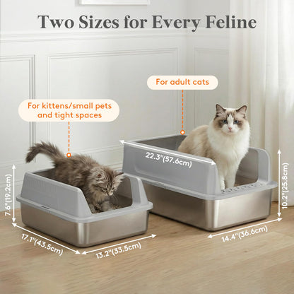 Lifewit Stainless Steel Litter Box for Kitty, Metal Cat Litter Tray