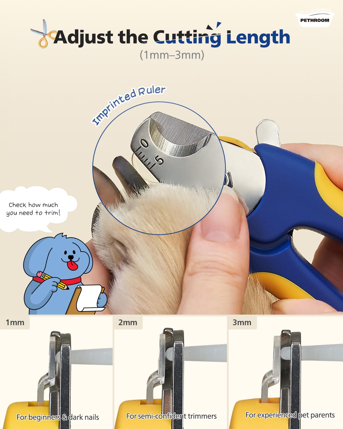 PETHROOM] Dog Nail Clipper with Transparent Guard Nail File Clipper