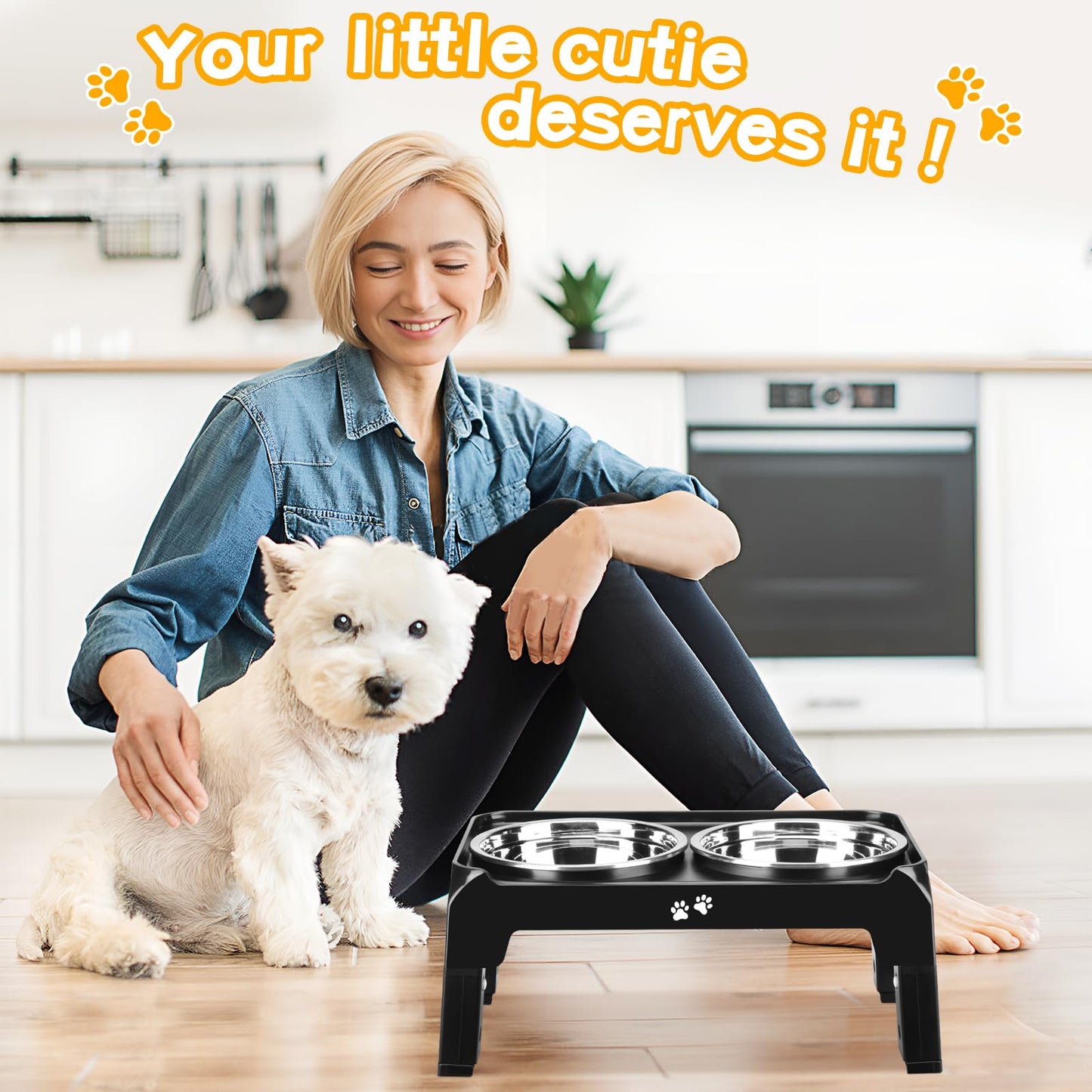 COMESOON Elevated Dog Bowls for Small Medium Dogs, 3 Height Feeder