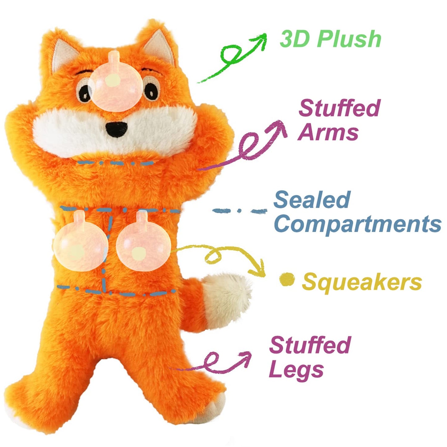Jalousie 5 Pack 12'' Dog Toys Assortment Plush Squeaky Toys