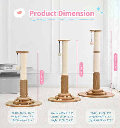 Made4Pets Cat Scratching Post Sisal Cat Scratcher Kitten Toys Tower