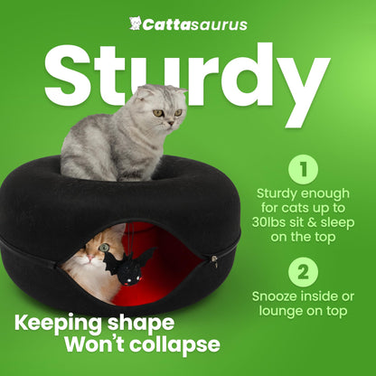 Cattasaurus Unique Gothic Peekaboo Cat Cave for Multiple Large Bed