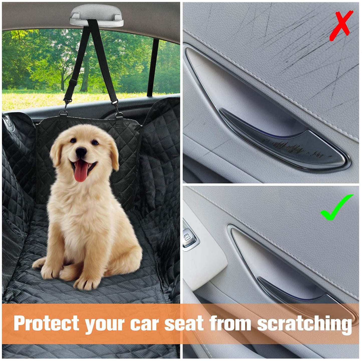 PETICON Dog Car Seat Cover with Mesh Window, Waterproof Pet Seat Cover