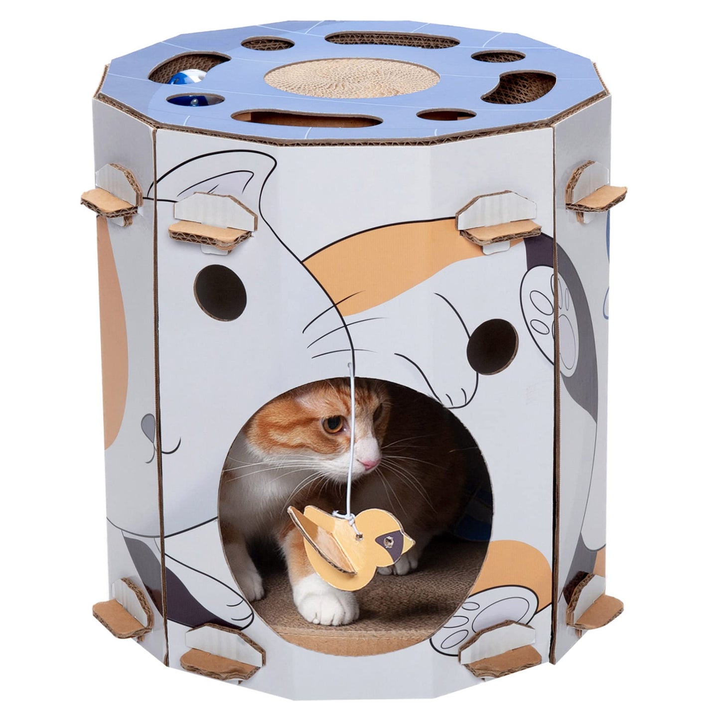 Furhaven Cardboard Hideout w/ Catnip for Indoor Cats, Ft. House