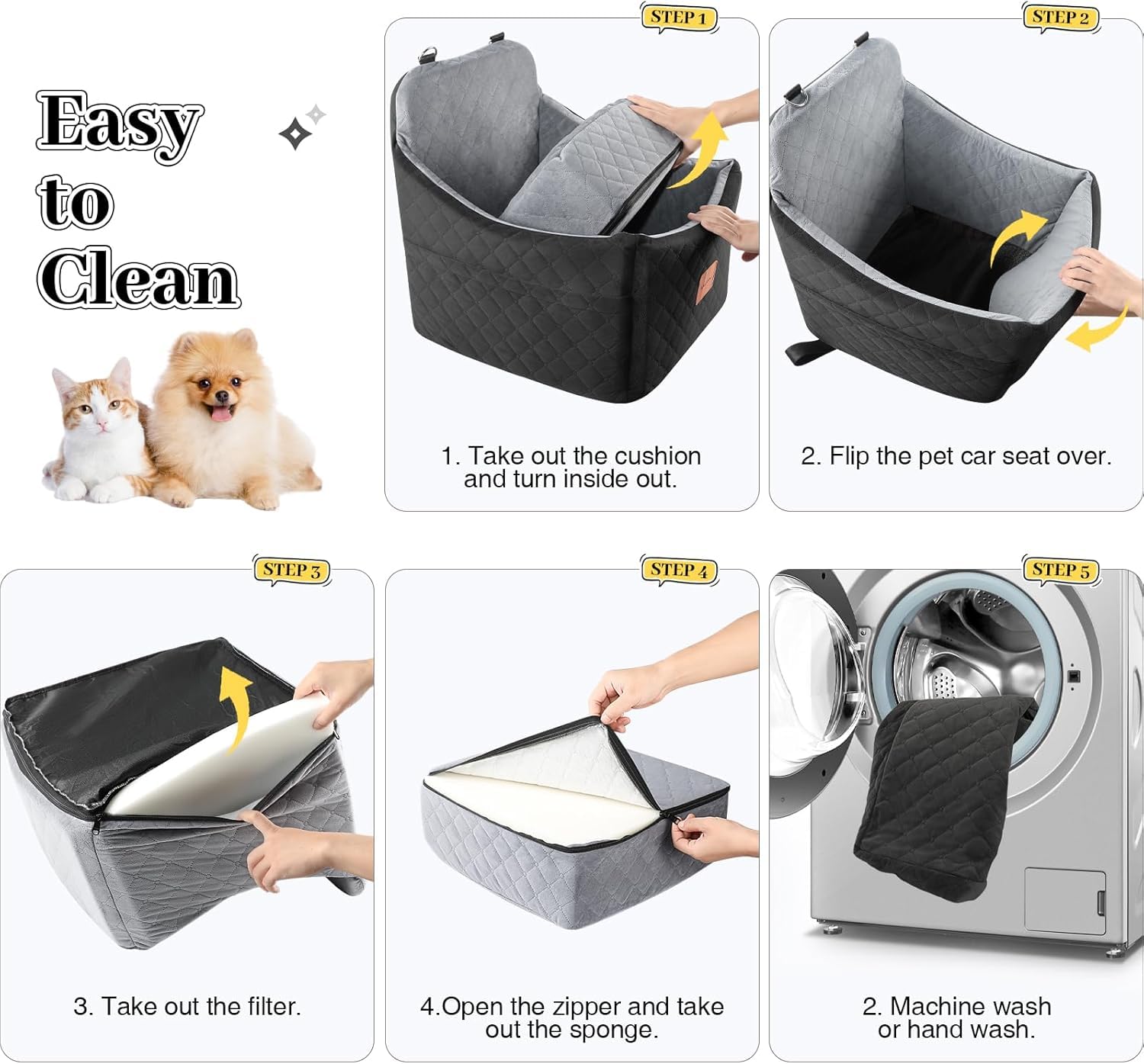 INDYBUD Dog Car Seat for Small Medium Dogs,Detachable Washable Seat