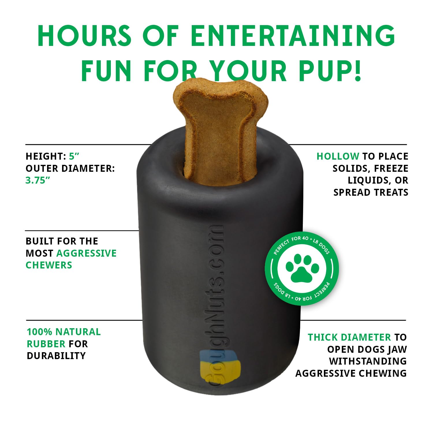Goughnuts Work to Eat Dog Treat Toy Virtually Indestructible Feeder