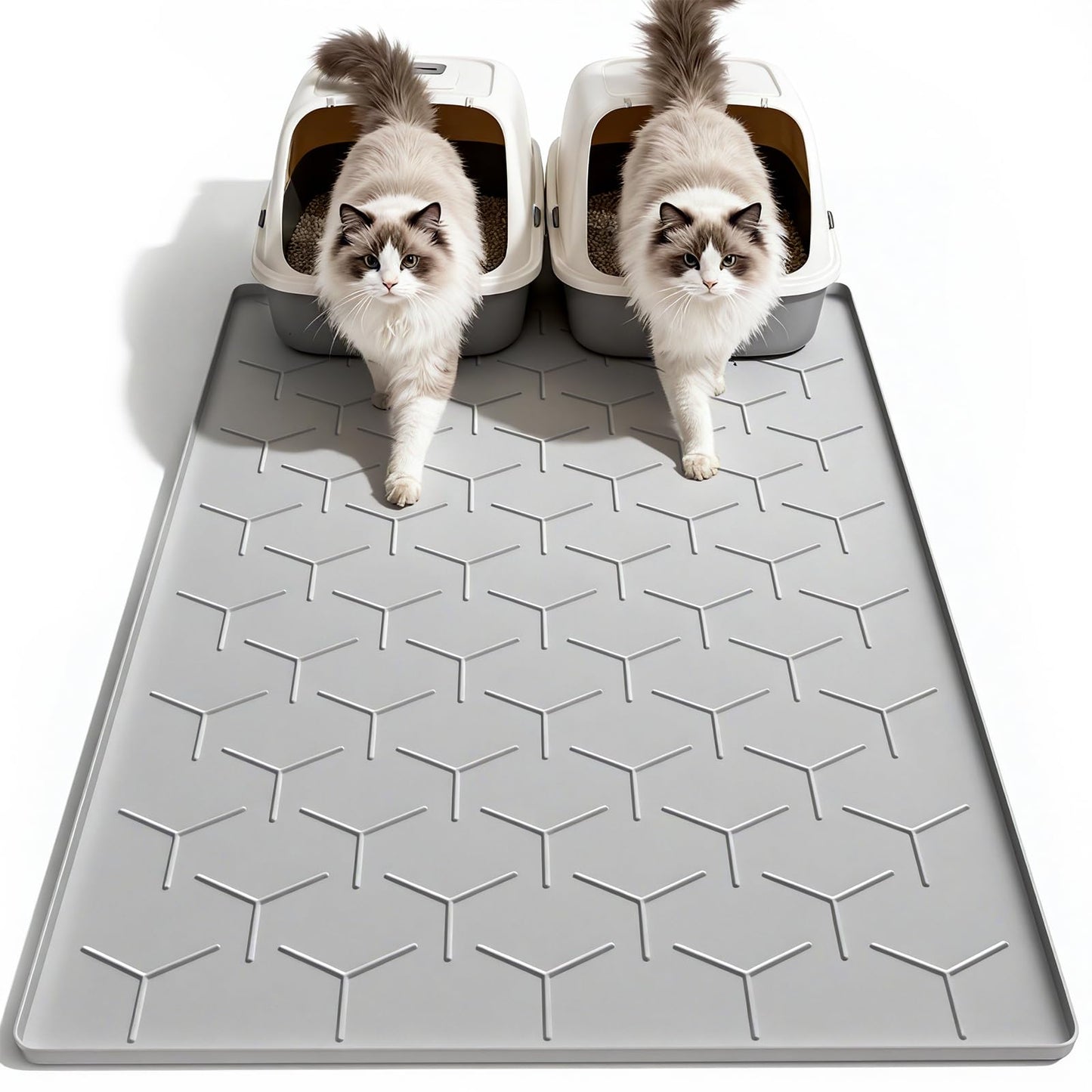 Garoopion Cat Litter Box Mat, Large 40" X 28" Litter Trapping Mat