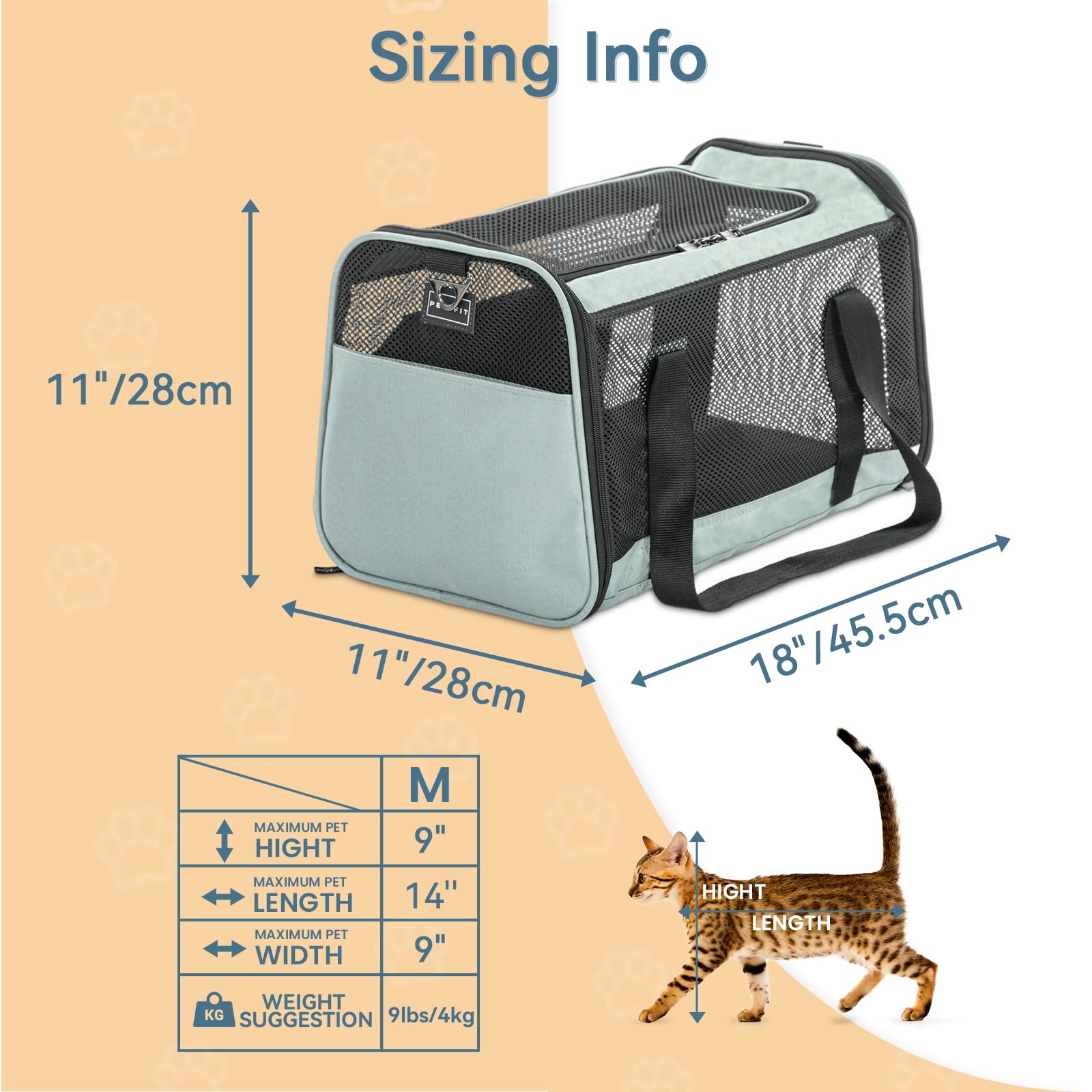 Petsfit 18 x 11 x 11 Pet Carrier Airline Approved, Soft-Sided Cushion