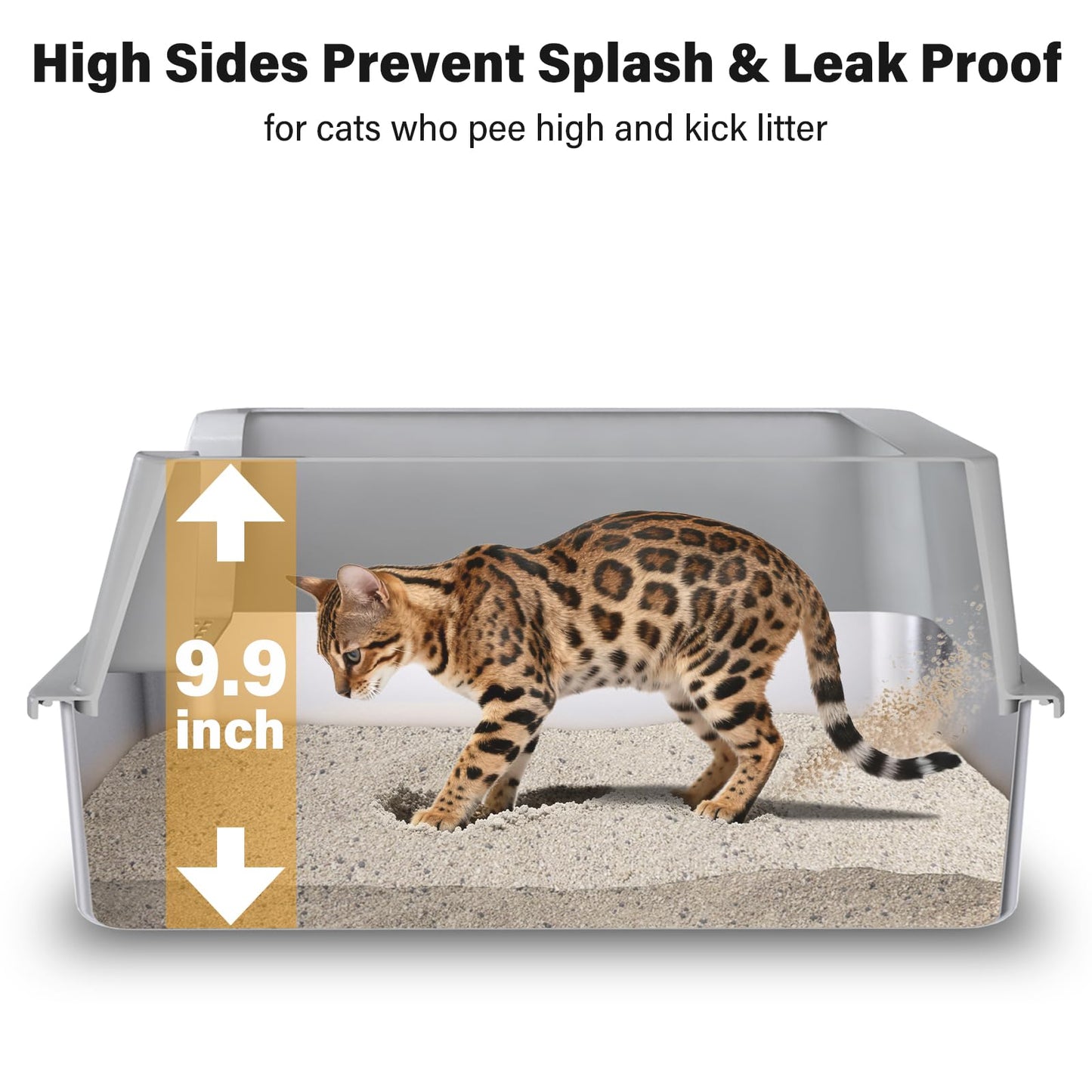 FUTAM 2Pack Stainless Steel Litter Box, XL Extra Large Cat Litter
