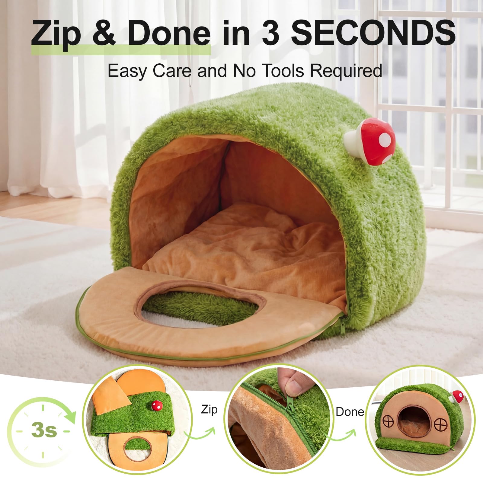 Mellownido Cat House for Indoor Cats Cute Cat Bed Cave, Tree Hole Bed