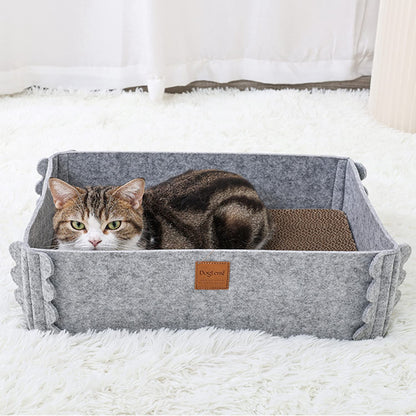 TIGOADT Felt Cat Scratcher Lounge Box with Removable Toy