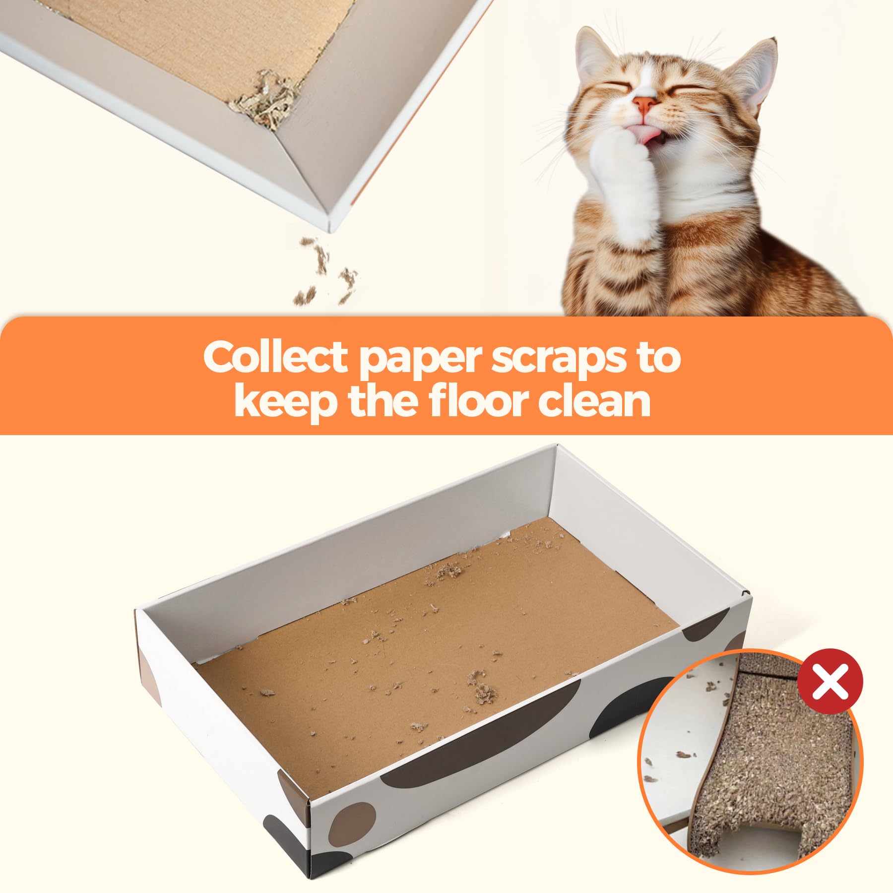 ComSaf Cat Scratcher Cardboard Indoor x10" Cat Refill Box with 3 Bed