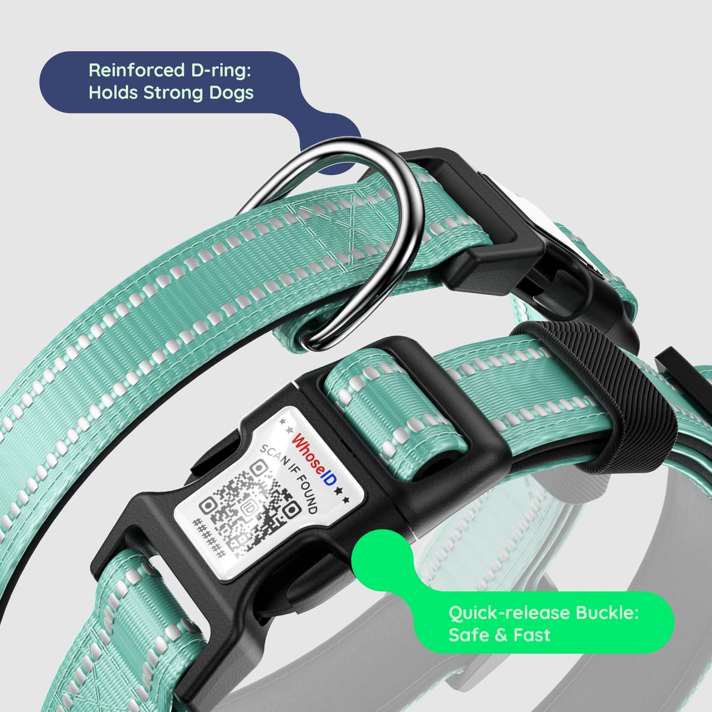 Apple Tag Holder Dog Collar, Reflective Ultra-Durable Nylon Collar
